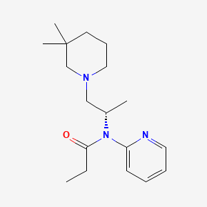 molecular formula C18H29N3O B12741683 Propionamide, N-(2-(3,3-dimethylpiperidino)-1-methylethyl)-N-2-pyridyl-, S(+)- CAS No. 82189-96-6