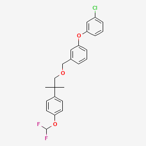 molecular formula C24H23ClF2O3 B12741752 Benzene, 1-(3-chlorophenoxy)-3-((2-(4-(difluoromethoxy)phenyl)-2-methylpropoxy)methyl)- CAS No. 80843-77-2