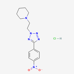 molecular formula C14H19ClN6O2 B12741787 Piperidine, 1-(2-(5-(4-nitrophenyl)-2H-tetrazol-2-yl)ethyl)-, monohydrochloride CAS No. 158553-39-0