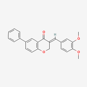 molecular formula C24H20O4 B12741791 (E)-2,3-Dihydro-3-((3,4-dimethoxyphenyl)methylene)-6-phenyl-4H-1-benzopyran-4-one CAS No. 130688-96-9