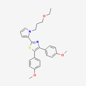 molecular formula C26H28N2O3S B12741826 Thiazole, 4,5-bis(4-methoxyphenyl)-2-(1-(3-ethoxypropyl)-1H-pyrrol-2-yl)- CAS No. 101001-57-4