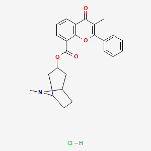 4H-1-Benzopyran-8-carboxylic acid, 3-methyl-4-oxo-2-phenyl-, 8-methyl-8-azabicyclo(3.2.1)oct-3-yl ester, hydrochloride, endo-