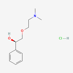 molecular formula C12H20ClNO2 B12742266 Benzenemethanol, alpha-((2-(dimethylamino)ethoxy)methyl)-, hydrochloride, (R)- CAS No. 131961-14-3