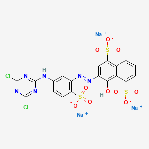 Trisodium 3-((5-((4,6-dichloro-1,3,5-triazin-2-yl)amino)-2-sulphonatophenyl)azo)-4-hydroxynaphthalene-1,5-disulphonate