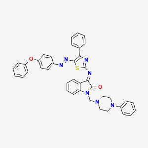 2H-Indol-2-one, 1,3-dihydro-3-((5-((4-phenoxyphenyl)azo)-4-phenyl-2-thiazolyl)imino)-1-((4-phenyl-1-piperazinyl)methyl)-