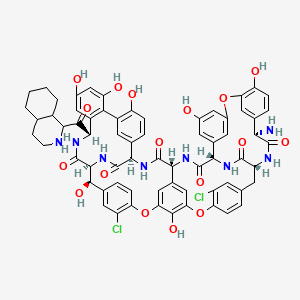 Ristomycin A aglycone, 22,31-dichloro-38-((decahydro-1-isoquinolinyl)carbonyl)-38-de(methoxycarbonyl)-7-demethyl-19-deoxy-