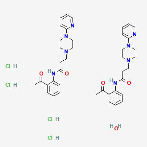 N-(2-acetylphenyl)-3-(4-pyridin-2-ylpiperazin-1-yl)propanamide;hydrate;tetrahydrochloride