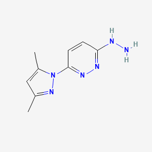 molecular formula C9H12N6 B1274236 3(2H)-Pyridazinone, 6-(3,5-dimethyl-1H-pyrazol-1-yl)-, hydrazone CAS No. 70589-04-7