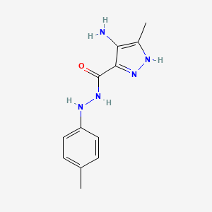 molecular formula C12H15N5O B12743000 1H-Pyrazole-3-carboxylic acid, 4-amino-5-methyl-, 2-(4-methylphenyl)hydrazide CAS No. 81016-53-7