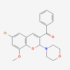 molecular formula C21H20BrNO4 B12743024 (6-Bromo-8-methoxy-2-(4-morpholinyl)-2H-1-benzopyran-3-yl)phenylmethanone CAS No. 122438-08-8