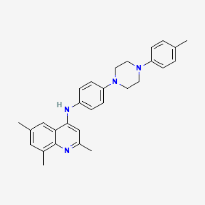 molecular formula C29H32N4 B12743031 4-Quinolinamine, N-(4-(4-(4-methylphenyl)-1-piperazinyl)phenyl)-2,6,8-trimethyl- CAS No. 87602-42-4