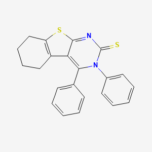 molecular formula C22H18N2S2 B12743062 (1)Benzothieno(2,3-d)pyrimidine-2(3H)-thione, 5,6,7,8-tetrahydro-3,4-diphenyl- CAS No. 128352-81-8