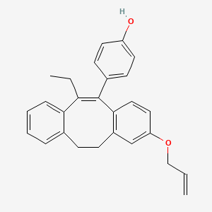 molecular formula C27H26O2 B12743063 p-(2-(Allyloxy)-6-ethyl-11,12-dihydrodibenzo(a,e)cycloocten-5-yl)phenol CAS No. 85850-87-9