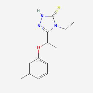 molecular formula C13H17N3OS B1274309 4-ethyl-5-[1-(3-methylphenoxy)ethyl]-4H-1,2,4-triazole-3-thiol CAS No. 588673-95-4