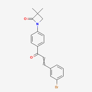 molecular formula C20H18BrNO2 B1274310 1-{4-[3-(3-Bromophenyl)acryloyl]phenyl}-3,3-dimethyl-2-azetanone 