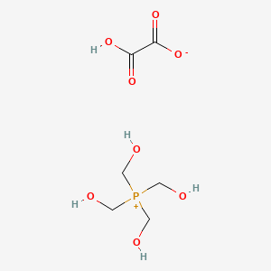 molecular formula C6H13O8P B12743103 2-hydroxy-2-oxoacetate;tetrakis(hydroxymethyl)phosphanium CAS No. 53211-22-6