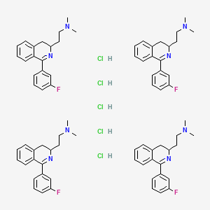 molecular formula C76H89Cl5F4N8 B12743110 2-[1-(3-fluorophenyl)-3,4-dihydroisoquinolin-3-yl]-N,N-dimethylethanamine;pentahydrochloride CAS No. 83658-30-4