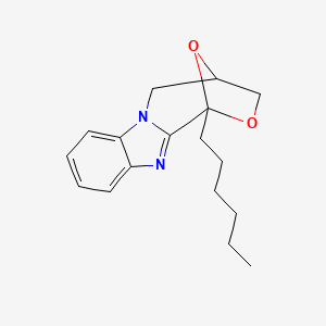 molecular formula C17H22N2O2 B12743115 4,5-Dihydro-1-hexyl-1,4-epoxy-1H,3H-(1,4)oxazepino(4,3-a)benzimidazole CAS No. 76099-00-8