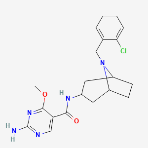 molecular formula C20H24ClN5O2 B12743129 2-Amino-N-(8-(o-chlorobenzyl)-3-beta-nortropanyl)-4-methoxy-5-pyrimidinecarboxamide CAS No. 84923-35-3