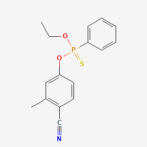 molecular formula C16H16NO2PS B12743142 Phenylphosphonothioic acid O-ethyl ester O-ester with 4,3-cresotonitrile CAS No. 97638-14-7