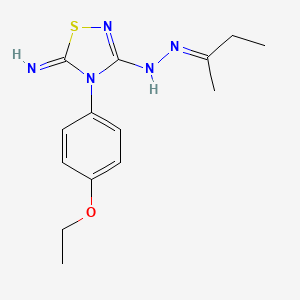 molecular formula C14H19N5OS B12743158 4-(4-Ethoxyphenyl)-5-imino-1,2,4-thiadiazolidin-3-one (1-methylpropylidene)hydrazone CAS No. 115370-84-8