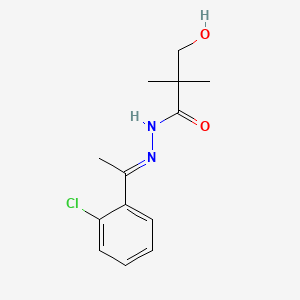 molecular formula C13H17ClN2O2 B12743197 (E)-2,2-Dimethyl-3-hydroxypropanoic acid (1-(2-chlorophenyl)ethylidene)hydrazide CAS No. 133661-92-4