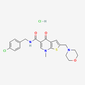 N-[(4-chlorophenyl)methyl]-7-methyl-2-(morpholin-4-ylmethyl)-4-oxothieno[2,3-b]pyridine-5-carboxamide;hydrochloride