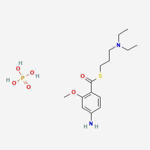 molecular formula C15H27N2O6PS B12743235 o-Anisic acid, 4-aminothio-, S-(3-(diethylamino)propyl) ester, hydrogen phosphate CAS No. 102583-87-9