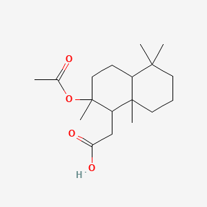 molecular formula C18H30O4 B12743276 1-Naphthaleneacetic acid, 2-(acetyloxy)decahydro-2,5,5,8a-tetramethyl-, (1R,2R,4aS,8aS)- CAS No. 31207-65-5