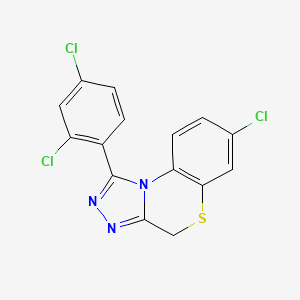 molecular formula C15H8Cl3N3S B12743297 7-Chloro-1-(2,4-dichlorophenyl)-4H-(1,2,4)triazolo(3,4-c)(1,4)benzothiazine CAS No. 93300-03-9