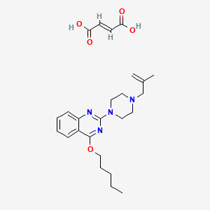 molecular formula C25H34N4O5 B12743314 2-(4-Methacrylyl-1-piperazinyl)-4-(pentylthio)-quinazoline fumarate CAS No. 129664-22-8