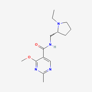 molecular formula C14H22N4O2 B12743321 (R)-(+)-N-((1-Ethyl-2-pyrrolidinyl)methyl)-4-methoxy-2-methyl-5-pyrimidinecarboxamide CAS No. 84332-41-2