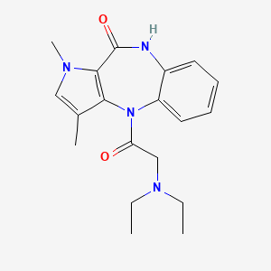 molecular formula C19H24N4O2 B12743373 Pyrrolo(3,2-b)(1,5)benzodiazepin-10(1H)-one, 4,9-dihydro-4-((diethylamino)acetyl)-1,3-dimethyl- CAS No. 83622-01-9