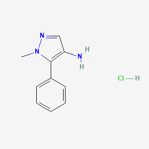 molecular formula C10H12ClN3 B12743379 Pyrazole, 4-amino-1-methyl-5-phenyl-, hydrochloride CAS No. 91857-49-7