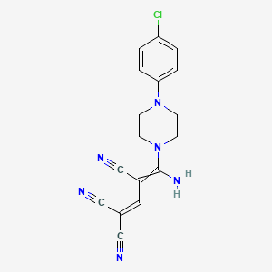molecular formula C17H15ClN6 B1274339 4-Amino-4-[4-(4-chlorophenyl)piperazin-1-yl]buta-1,3-diene-1,1,3-tricarbonitrile 