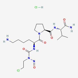 molecular formula C19H35Cl2N7O5 B12743451 N(sup 2)-(((2-Chloroethyl)nitrosoamino)carbonyl)-L-lysyl-L-prolyl-L-valinamide hydrochloride CAS No. 87230-64-6