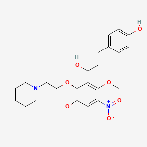 molecular formula C24H32N2O7 B12743495 alpha-(2,5-Dimethoxy-3-nitro-6-(2-(1-piperidinyl)ethoxy)phenyl)-4-hydroxybenzenepropanol CAS No. 88770-83-6