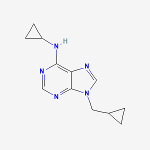 molecular formula C12H15N5 B12743511 9H-Purin-6-amine, N-cyclopropyl-9-(cyclopropylmethyl)- CAS No. 195252-21-2