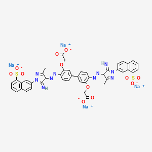 molecular formula C44H32N10Na4O12S2 B12743557 Tetrasodium 2,2'-((4,4'-bis((4,5-dihydro-5-imino-3-methyl-1-(8-sulphonato-2-naphthyl)-1H-pyrazol-4-yl)azo)(1,1'-biphenyl)-3,3'-diyl)bis(oxy))bisacetate CAS No. 83249-31-4