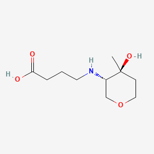 molecular formula C10H19NO4 B12743584 L-threo-Pentitol, 1,5-anhydro-2-((3-carboxypropyl)amino)-2,4-dideoxy-3-C-methyl- CAS No. 134259-25-9