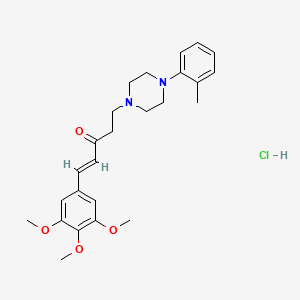 molecular formula C25H33ClN2O4 B12743600 Piperazine, 1-o-tolyl-4-(2-(3,4,5-trimethoxycinnamoyl)ethyl)-, hydrochloride CAS No. 37151-49-8