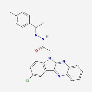 molecular formula C25H20ClN5O B12743652 2-(9-chloroindolo[3,2-b]quinoxalin-6-yl)-N-[(E)-1-(4-methylphenyl)ethylideneamino]acetamide CAS No. 116990-02-4