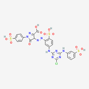 4-((5-((4-Chloro-6-((3-sulphophenyl)amino)-1,3,5-triazin-2-yl)amino)-2-sulphophenyl)azo)-4,5-dihydro-5-oxo-1-(4-sulphophenyl)-1H-pyrazole-3-carboxylic acid