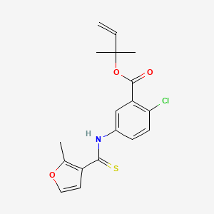 Benzoic acid, 2-chloro-5-(((2-methyl-3-furanyl)thioxomethyl)amino)-, 1,1-dimethyl-2-propenyl ester