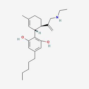 molecular formula C23H35NO2 B12743732 (-)-trans-2-(10-(Ethylamino)-p-mentha-1,8-dien-3-yl)-5-pentylresorcinol CAS No. 92974-69-1