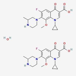 molecular formula C38H46F2N6O9 B12743755 Gatifloxacin hemihydrate CAS No. 404858-36-2