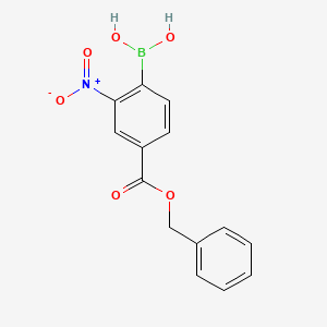 molecular formula C14H12BNO6 B1274376 (4-((苄氧基)羰基)-2-硝基苯基)硼酸 CAS No. 850568-58-0