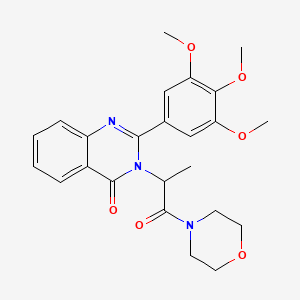 molecular formula C24H27N3O6 B12743763 4-(1-Oxo-2-(4-oxo-2-(3,4,5-trimethoxyphenyl)-3(4H)-quinazolinyl)propyl)morpholine CAS No. 83409-06-7