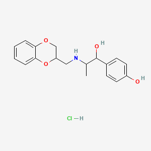 molecular formula C18H22ClNO4 B12743779 alpha-1-(1-((1,4-Benzodioxan-2-ylmethyl)amino)ethyl)-p-hydroxybenzyl alcohol hydrochloride CAS No. 87081-17-2