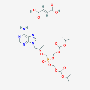 molecular formula C23H34N5O14P B127438 5-[[(1S)-2-(6-Amino-9H-purin-9-yl)-1-methylethoxy]methyl]-2,4,6,8-tetraoxa-5-phosphanonanedioic Acid 1,9-Bis(1-methylethyl) Ester 5-Oxide (2E)-2-Butenedioate CAS No. 1432630-26-6